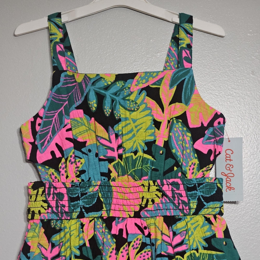 Cat and Jack Girl's  Sleeveless Tropical Print Dress - Picture 3 of 14